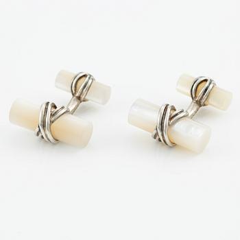 Tiffany & Co, cufflinks, sterling silver with mother-of-pearl.