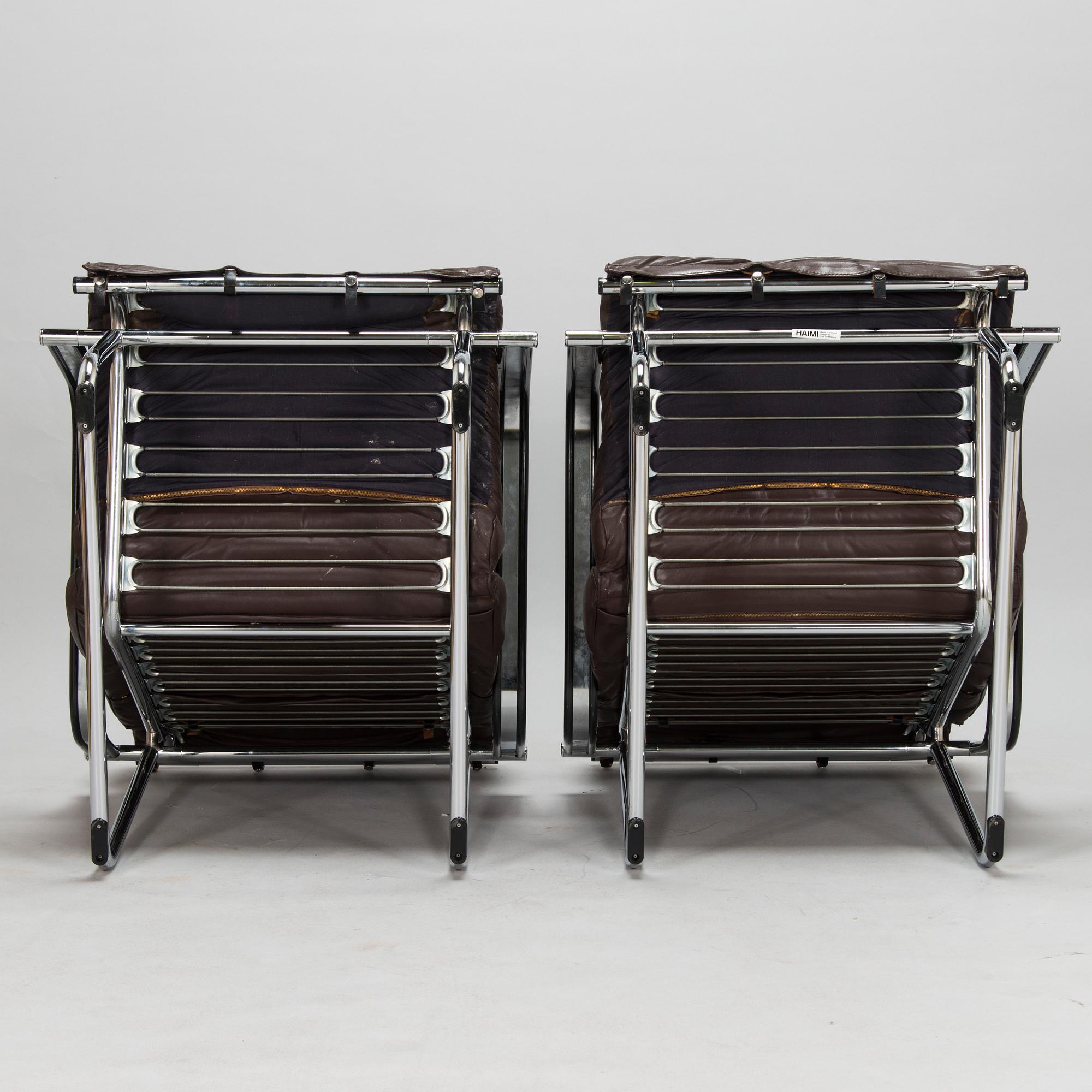 Yrjö Kukkapuro, a pair of 'Remmi' lounge chairs for Haimi, 1970s.