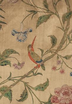 A set of four Chinese wall paper panels, Qing dynasty, 18th Century.