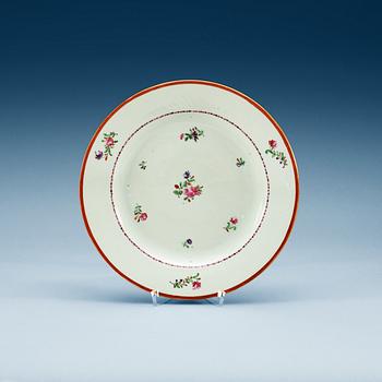 A set of 16 famille rose dinner plates, Qing dynasty, Qianlong (1736-95).
