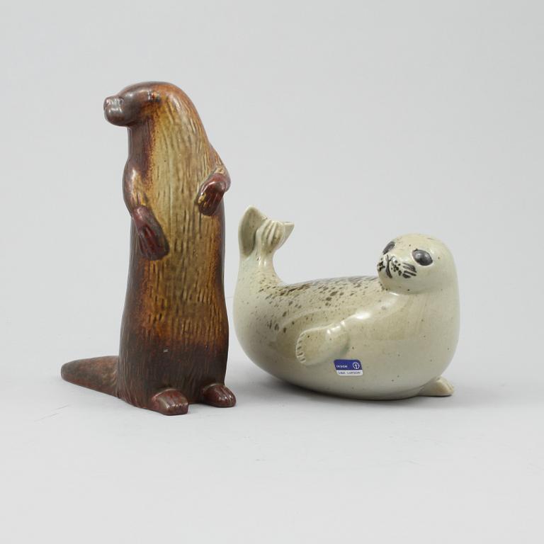 FIGURINER, 2 st, stengods, Lisa Larson, Gustavsberg, 1975-81.
