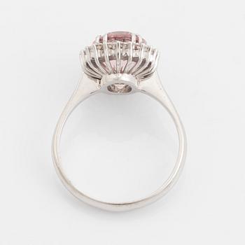 Morganite and brilliant cut diamond ring.