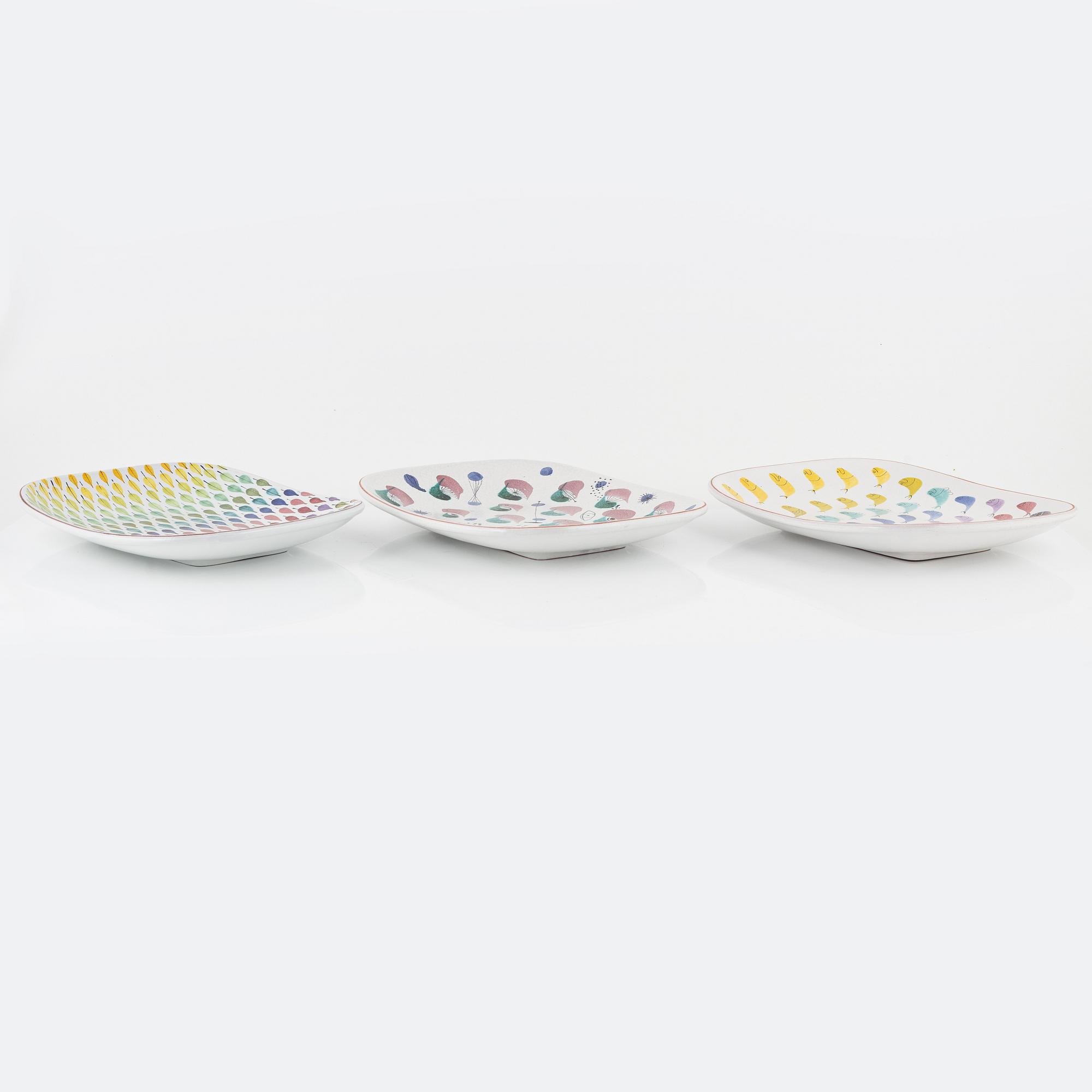 Stig Lindberg, three dishes, Gustavsbergs studio.