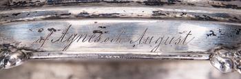 UPPSATSSKÅL, silver och glas, Roland Mellin (1833-1867), Helsingfors 1849.