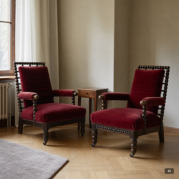 Armchairs, a pair, so-called “Bobbin Chair”, 19th century.