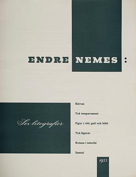 ENDRE NEMES, mapp med 6 färglitografier, sign och numr 158/185. 1953.