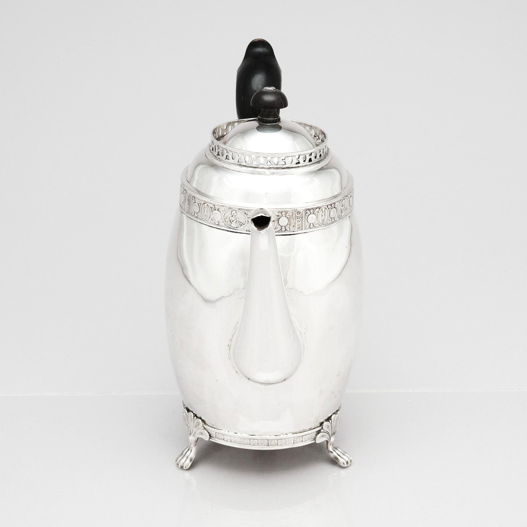 A Swedish Empire silver coffee pot, marks of Magnus Dahlqvist, Stockholm, 1820.