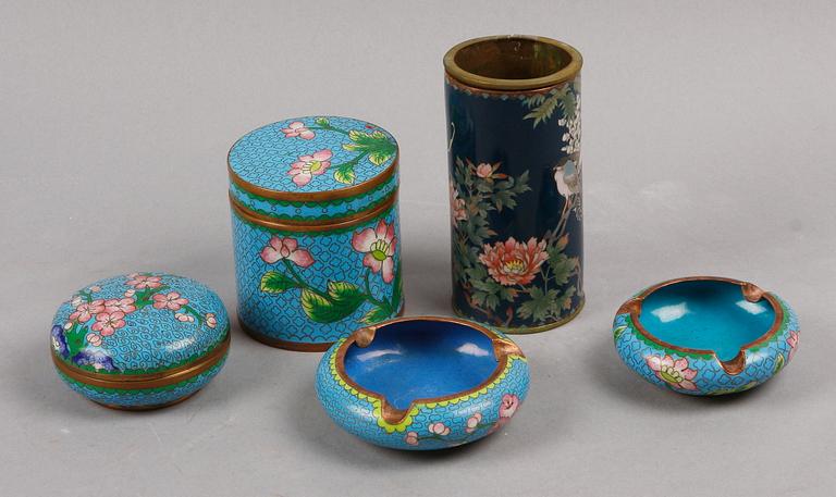 PARTI CLOISONNÈ, 5 delar, Kina, 1900-tal.