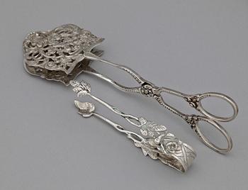 PARTI SILVER, 10 delar, bland annat Silvervarufabriken AB, Malmö, 1957. Vikt 507g.