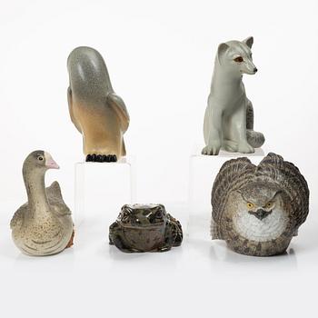 Paul Hoff, Figurines, 5 pieces, Gustavsberg for NK, Nordiska Kompaniet in collaboration with WWF.