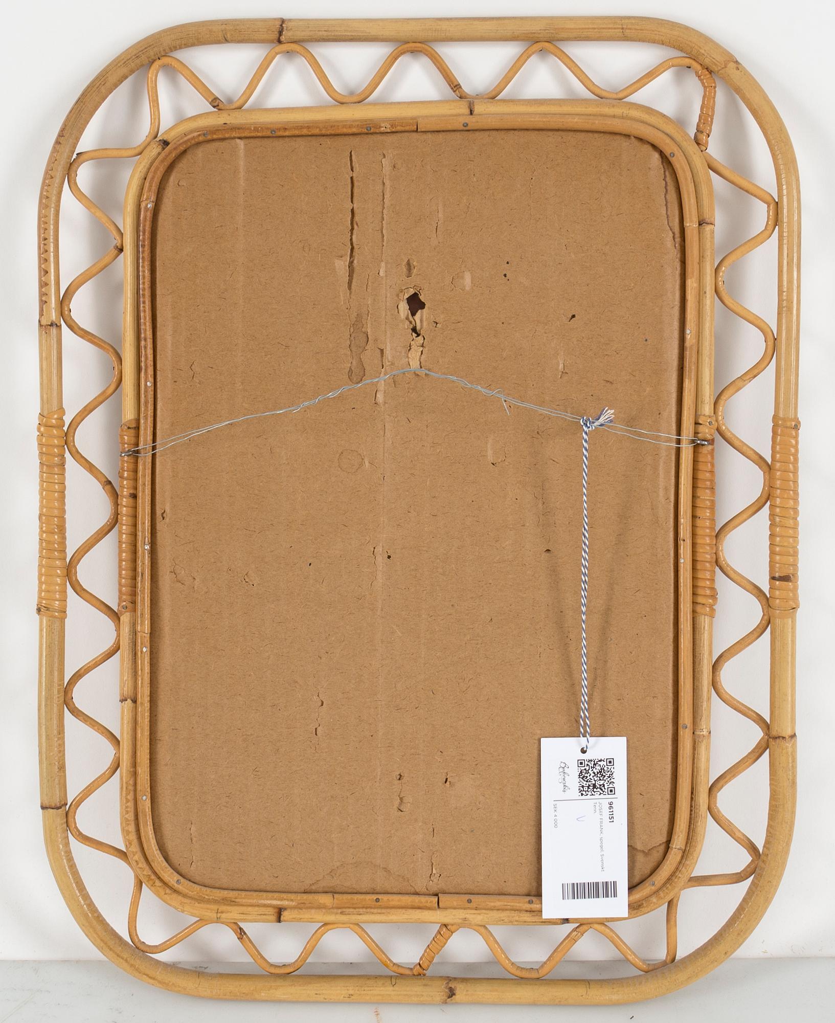 A bamboo and rattan mirror, mid 20th Century.
