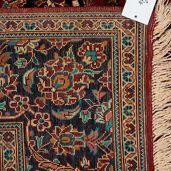 A rug, Old, silk Kashan, ca 224 x 138,5 cm.