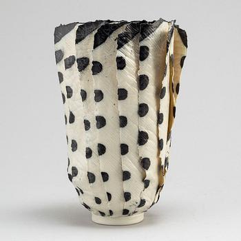 JANE REUMERT, a salt glazed porcelain vase / feather object, Copenhagen 1999.