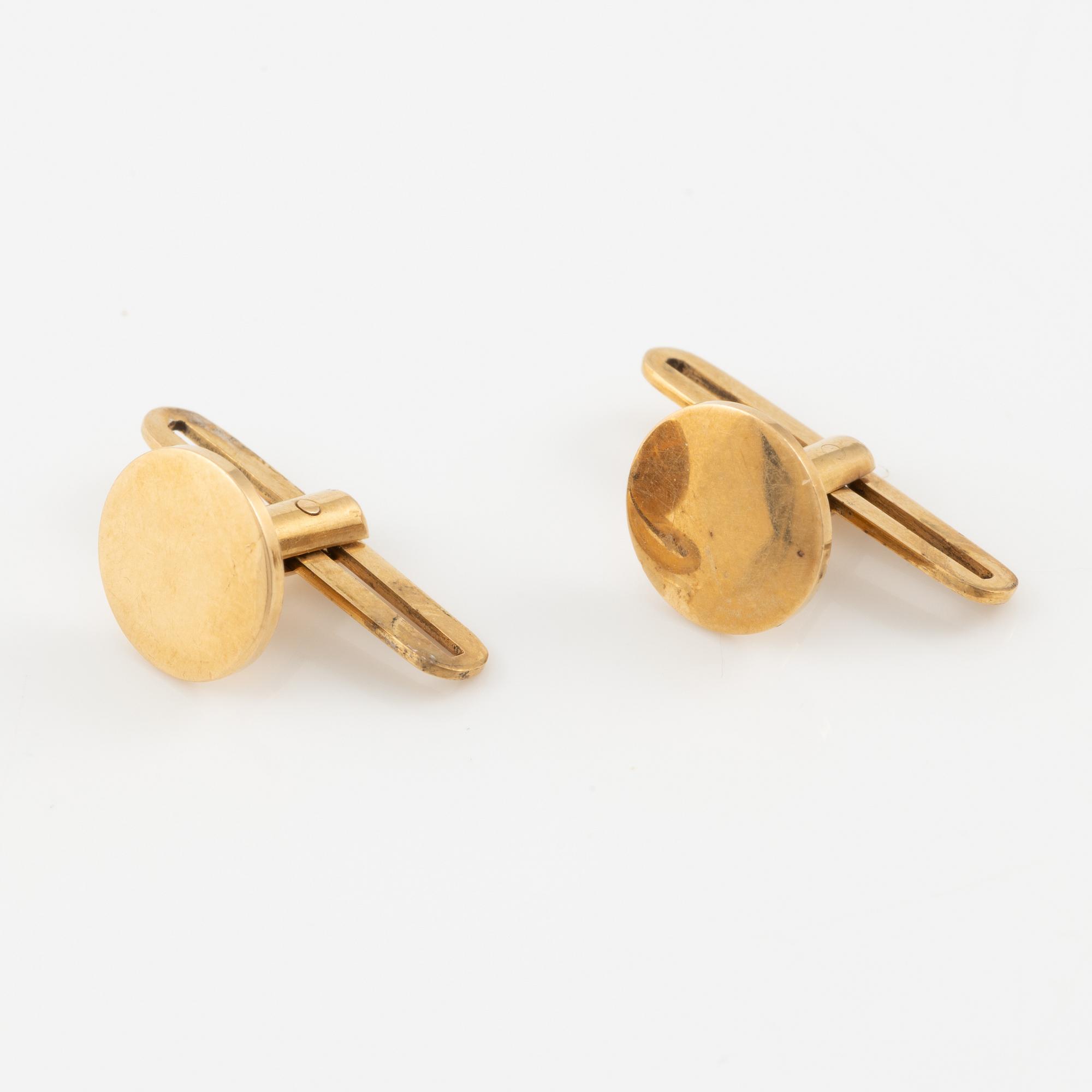 Manschettknappar och skjortknappar, sex stycken, 18K guld.