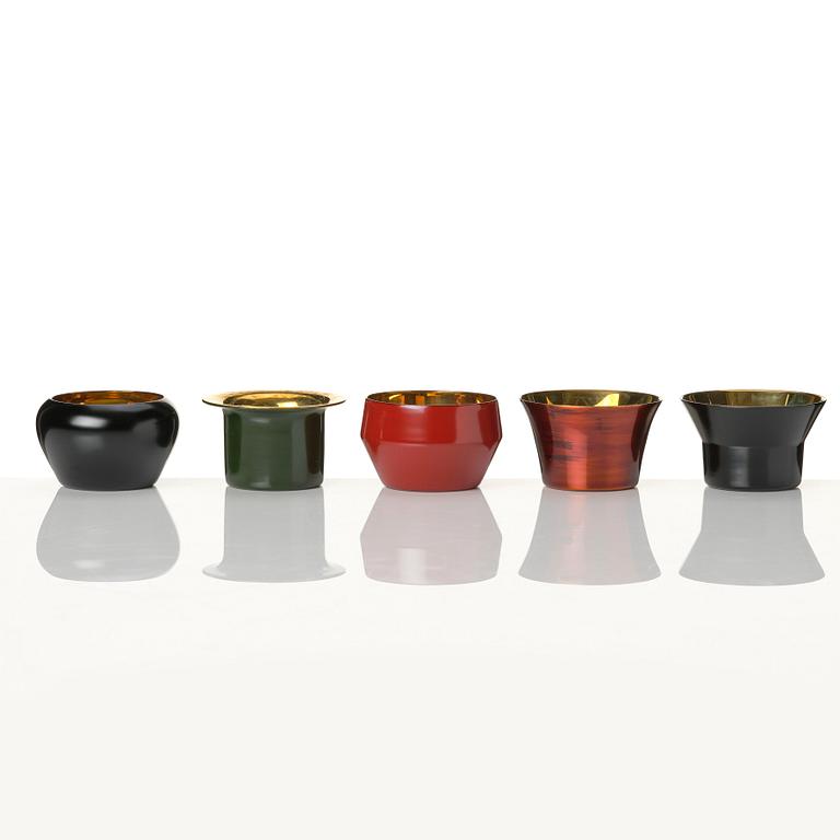 Claesson Koivisto Rune, a "Kin Urushi" set of 5 tea light holders, Sfera/Skultuna for Tohoku Support Limited Japan 2011.