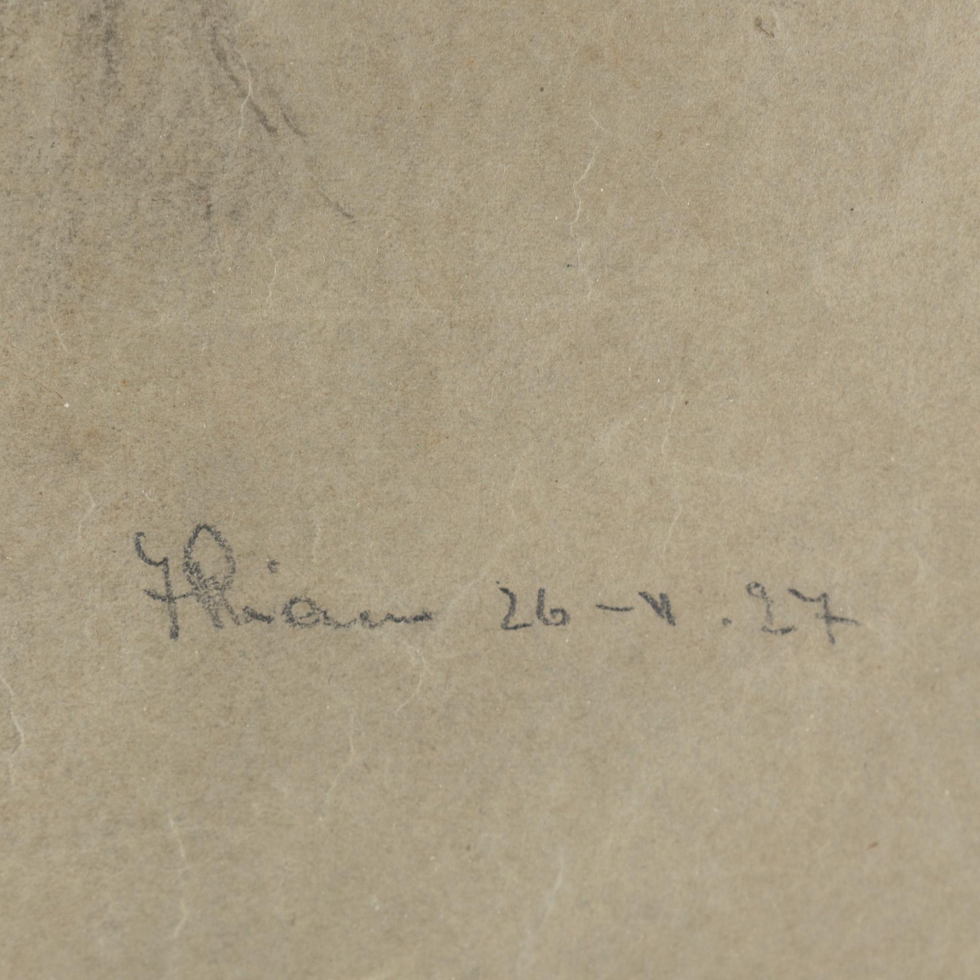 JOHANNES RIAN, drawing on paper, signed and dated 26-4 -27.