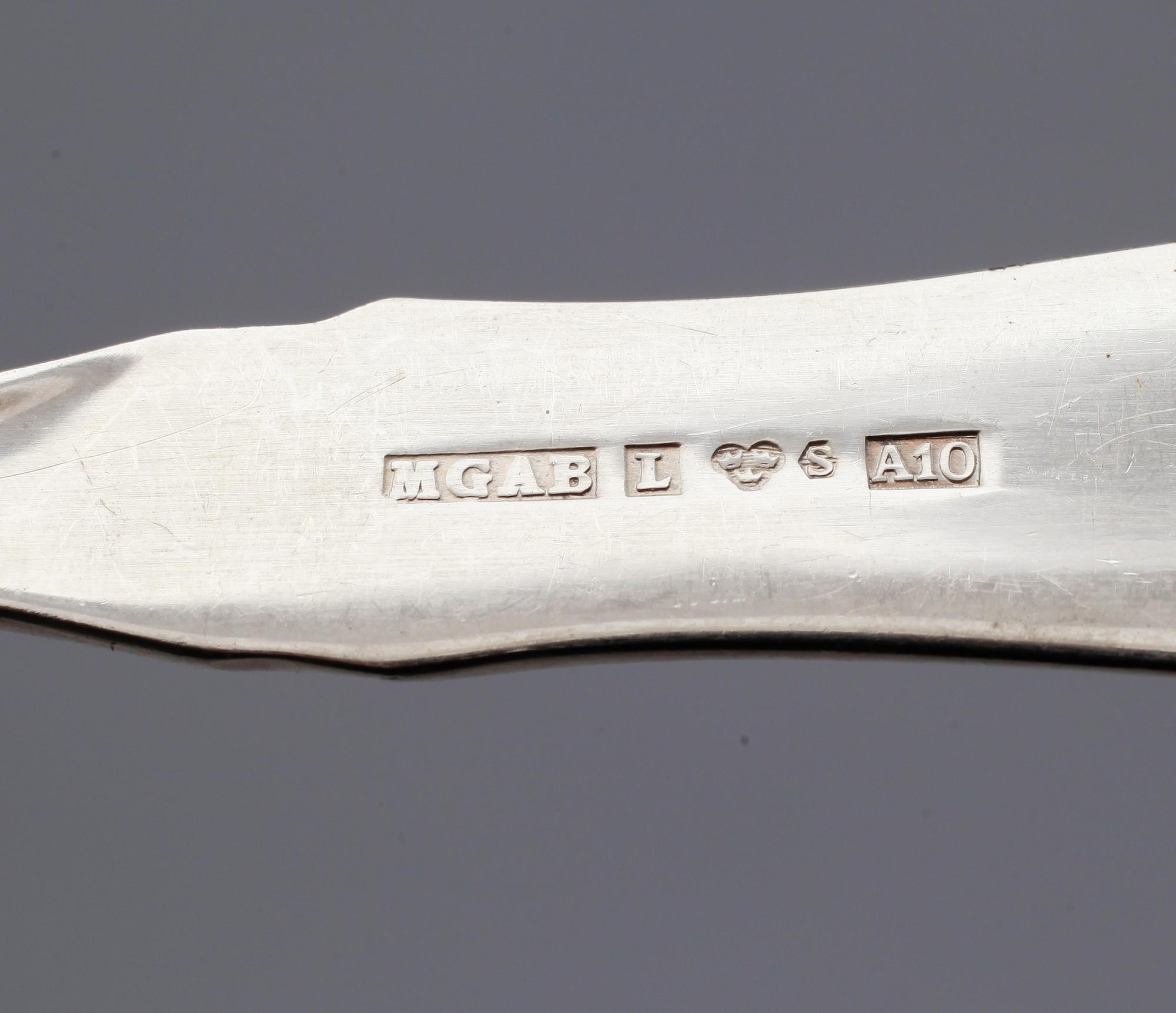 BESTICK, 13 delar, silver, MGAB, 1970-tal. Total vikt med stålblad ca 549 gram.