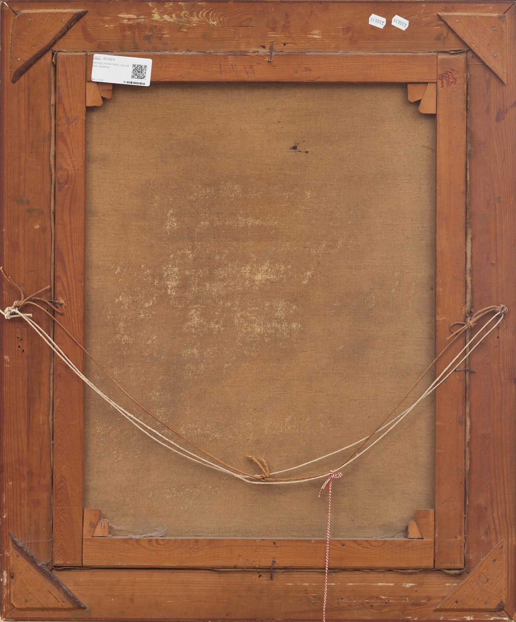 OKÄND KONSTNÄR, olja på duk, signerad.