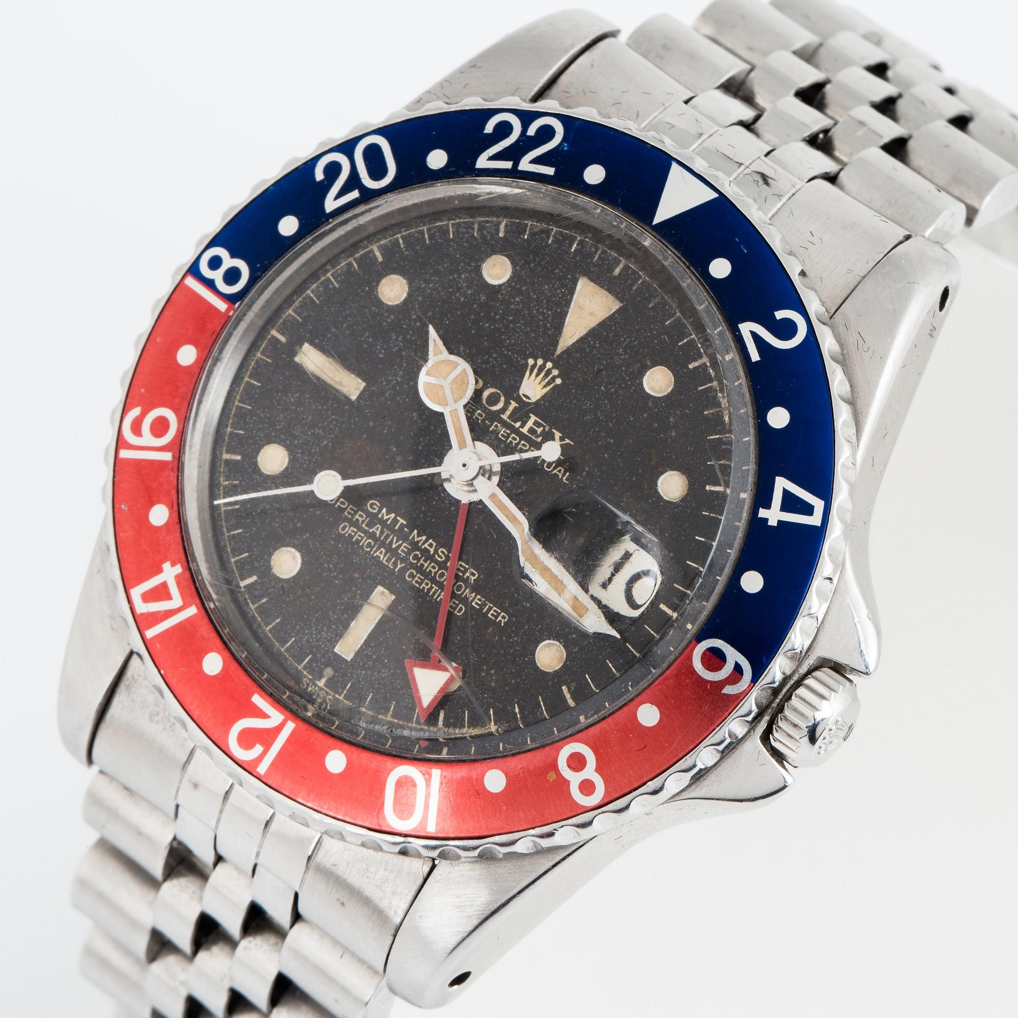 Rolex, GMT-Master, "Pointed Crown Guards, Chapter Ring, Exclamation Point, Gilt Dial".