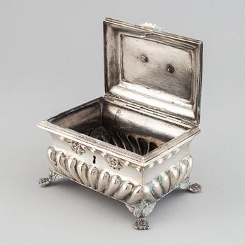 A silver sugar box, probably Poland, 19th century.