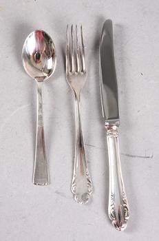 PARTI BESTICK, silver, 36 delar, modell Haga resp Diplomat, 1900-talets andra hälft. Tot vikt c:a 950 g.