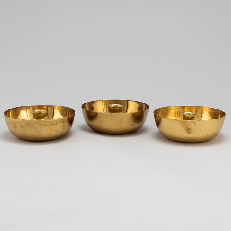 Three Vivianna Torun Bülow-Hübe brass candle golders, for Dansk International Design.