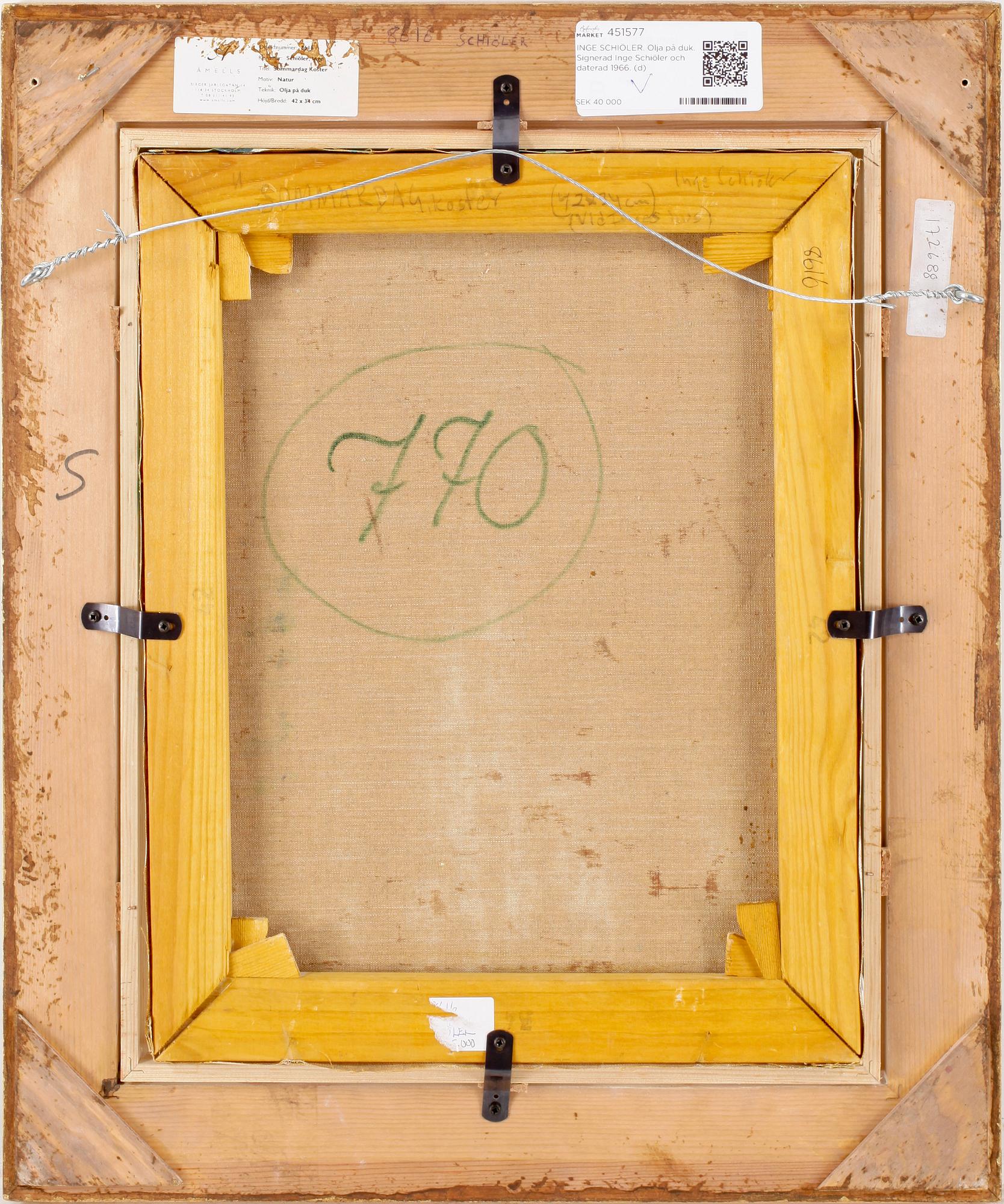 INGE SCHIÖLER. Olja på duk. Signerad Inge Schiöler och daterad 1966.