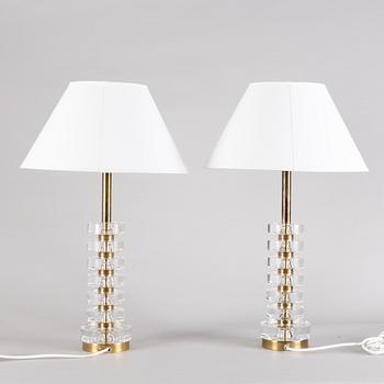 Carl Fagerlund, a pair of table lamps model "RD 1983", Orrefors, 1960s-70s.