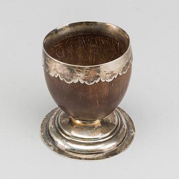 A probably 19th century silver and coconut cup.