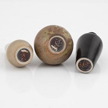 A set of nine stoneware miniatures, vases and bowls, Rörstrand.
