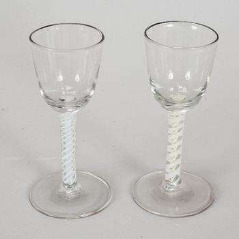 A pair of 18th century wine glasses.