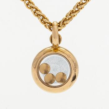 Chopard, an 18K gold 'Happy Diamonds' necklace with brilliant-cut diamonds.