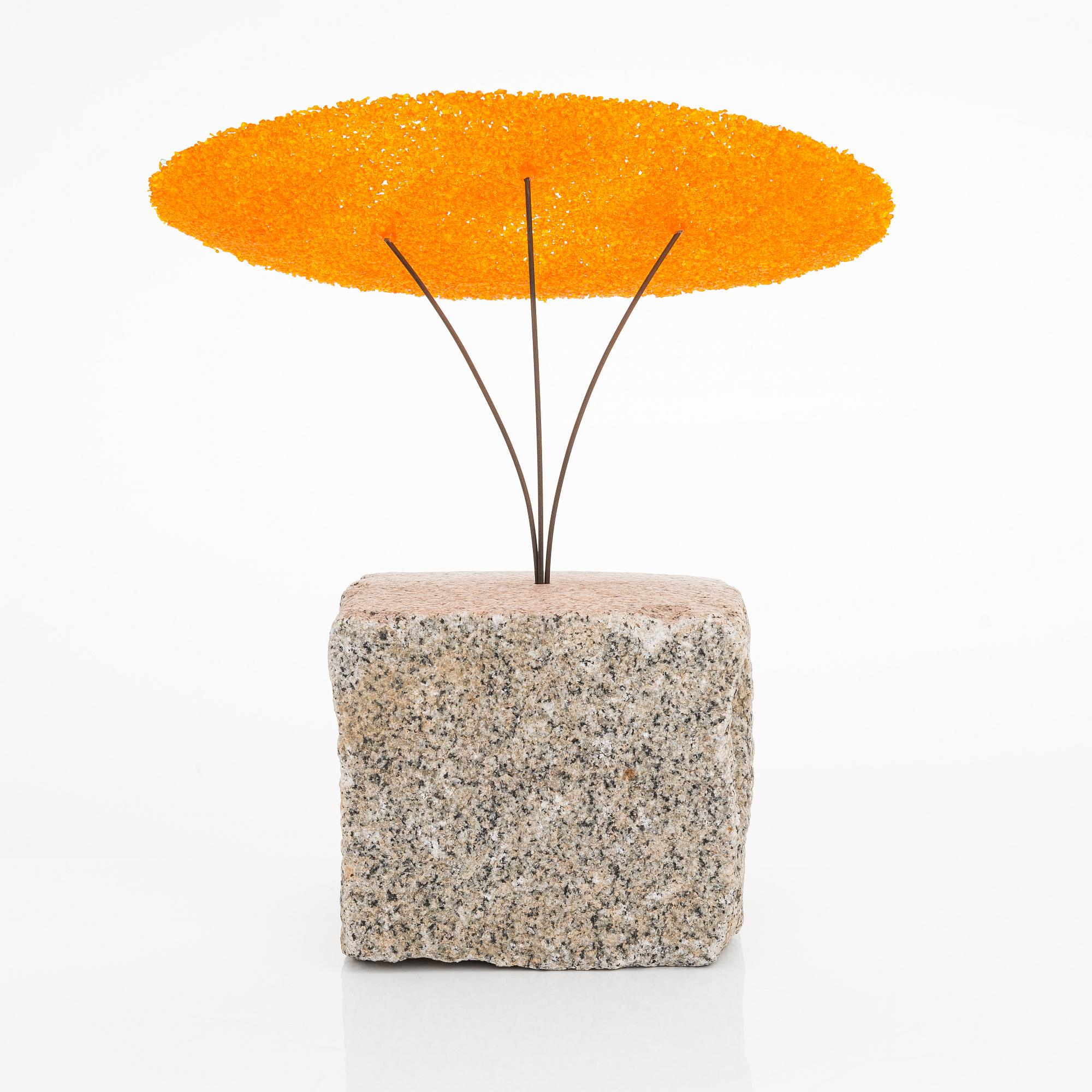 Markku Salo, 'Savanni', a unique pâte de verre, granite and metal sculpture, signed.