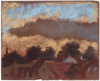 781. Lotte Laserstein, Landscape with roof tops.