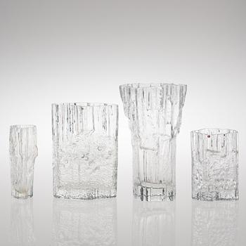 Four glass vases, Iittala, 1960s/1970s.
