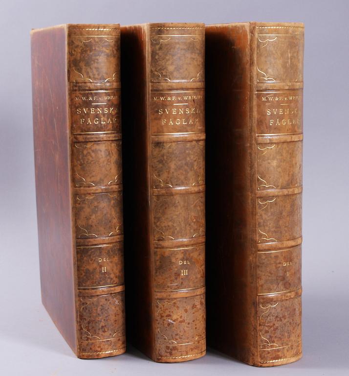 BOK, 3 vol. "Svenska fåglar" M., W och F. von Wright. Stockholm 1927 o 1929.