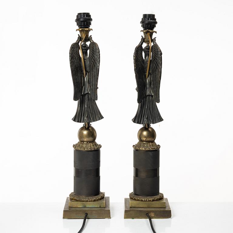 A pair of Empire style table lamps, circa 1800.