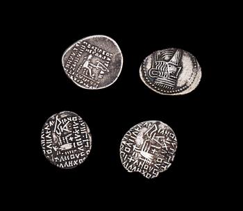 MYNT, 4 st, silver. Grekland, Parthian imperiet 247f.Kr -224 e.Kr. Ca 13g.