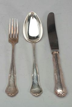 BORDSBESTICK, silver, Chippendale, 12+12+12. Auran Kultaseppä, Åbo 1961.