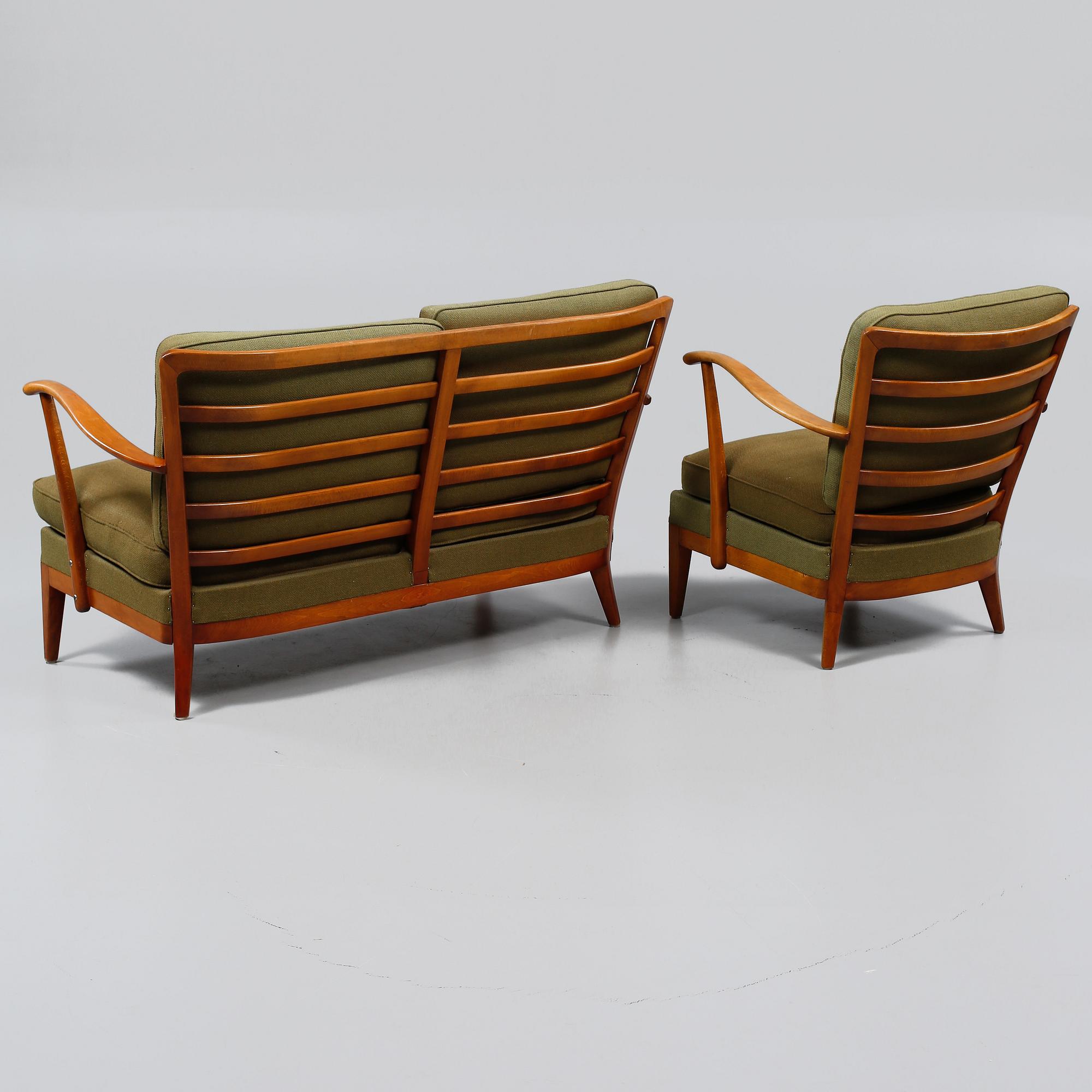 SOFFA samt FÅTÖLJ, Ferdinand Lundquist, 1940-tal.