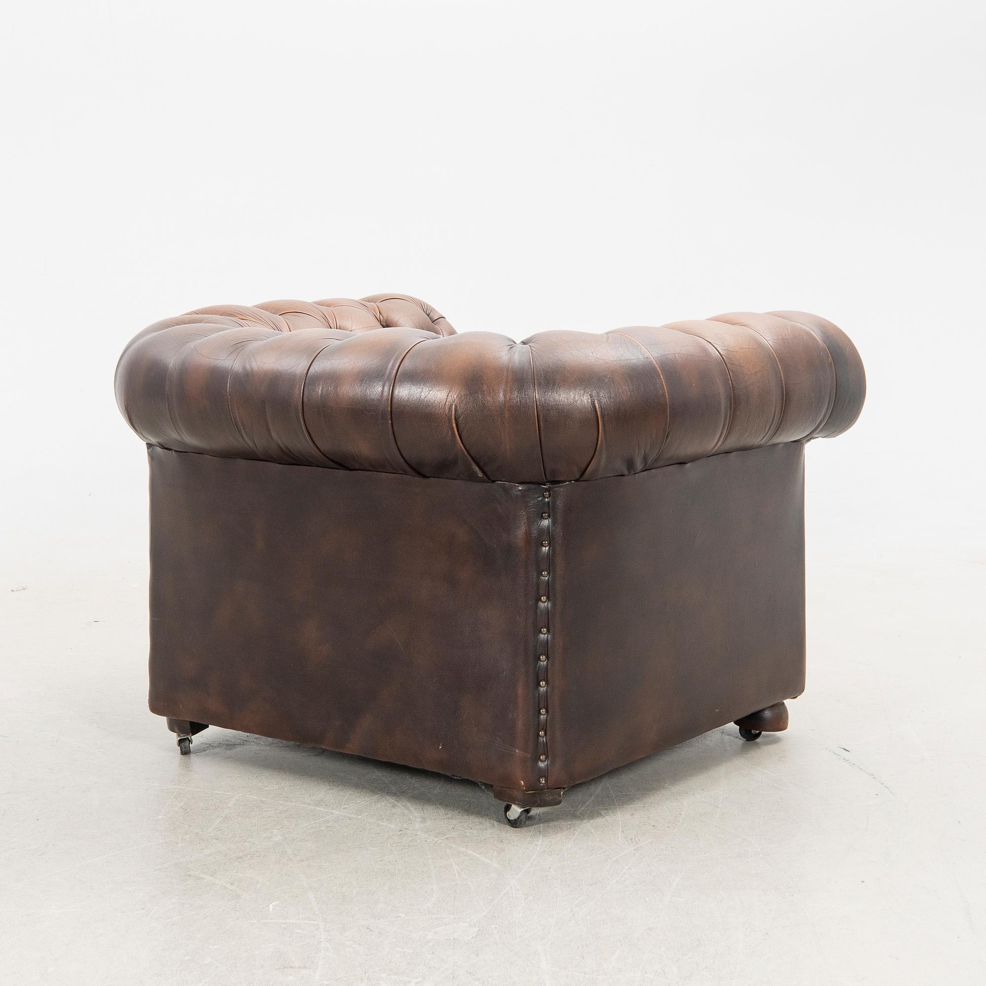 Sofa and armchair, Chesterfield, 20th century.