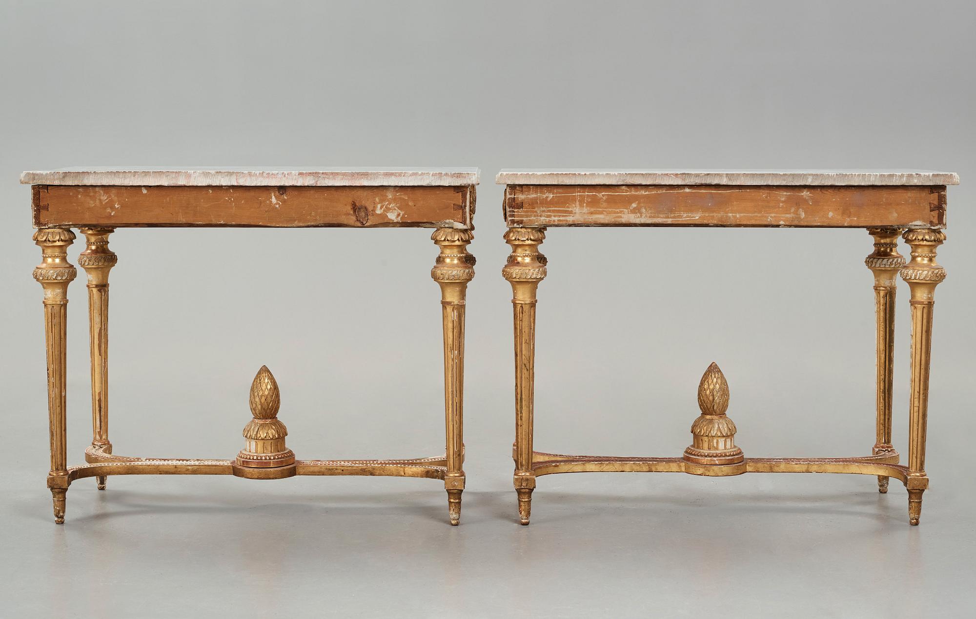 KONSOLBORD, ett par, gustavianska stockholmsarbeten, 1700-talets slut.