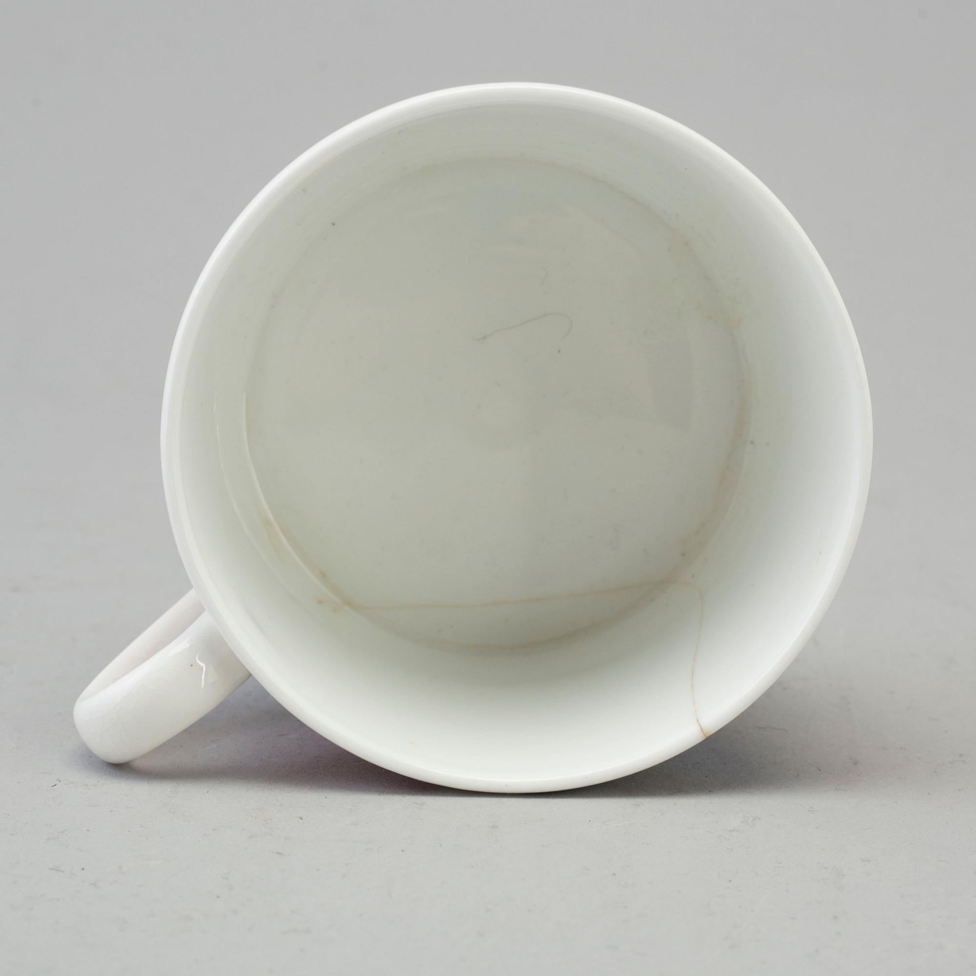 STIG LINDBERG, six 'Tahiti' bone china tea cups and saucers from Gustavsberg, 1970's.