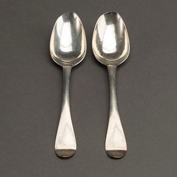 A Swedish 18th century set of two silver spoons mark of Erik Holmberg Lund 1801, weight ca 103 gr.