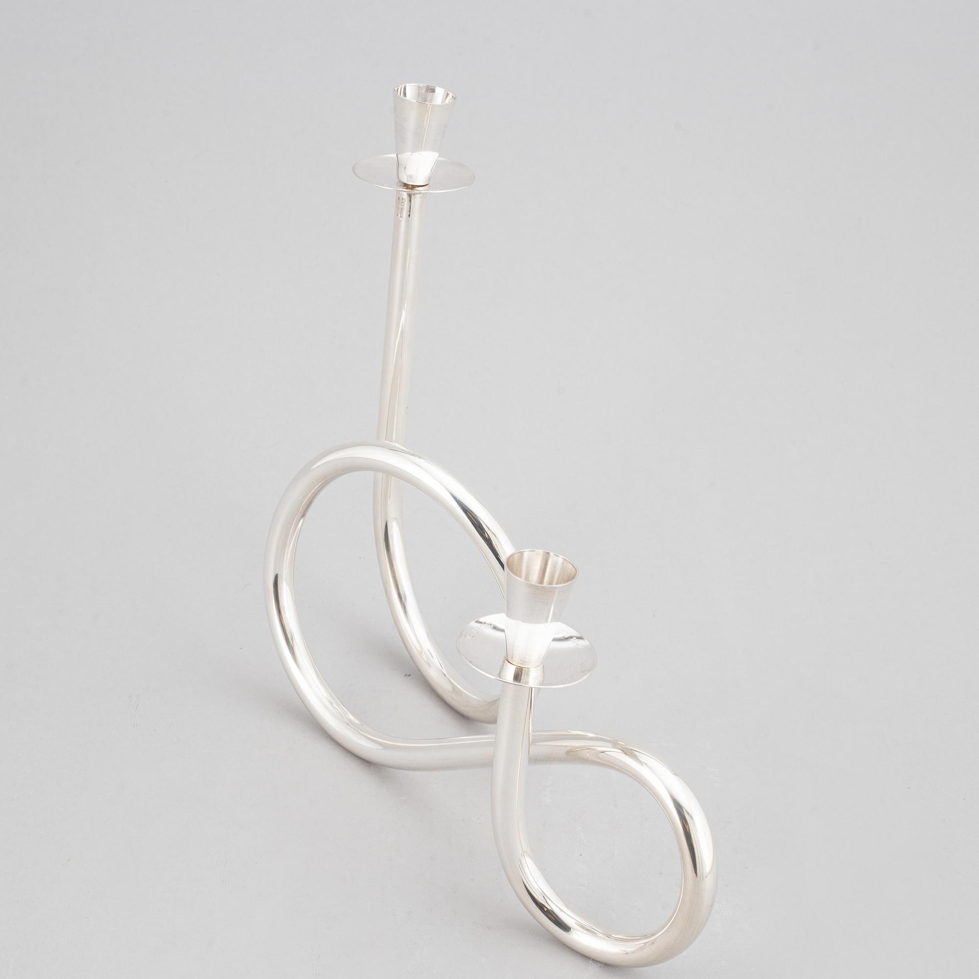 PIERO DE VECCHI, a 'T8', sterlign silver candelabra, signed and numbered 19/99, 2014.