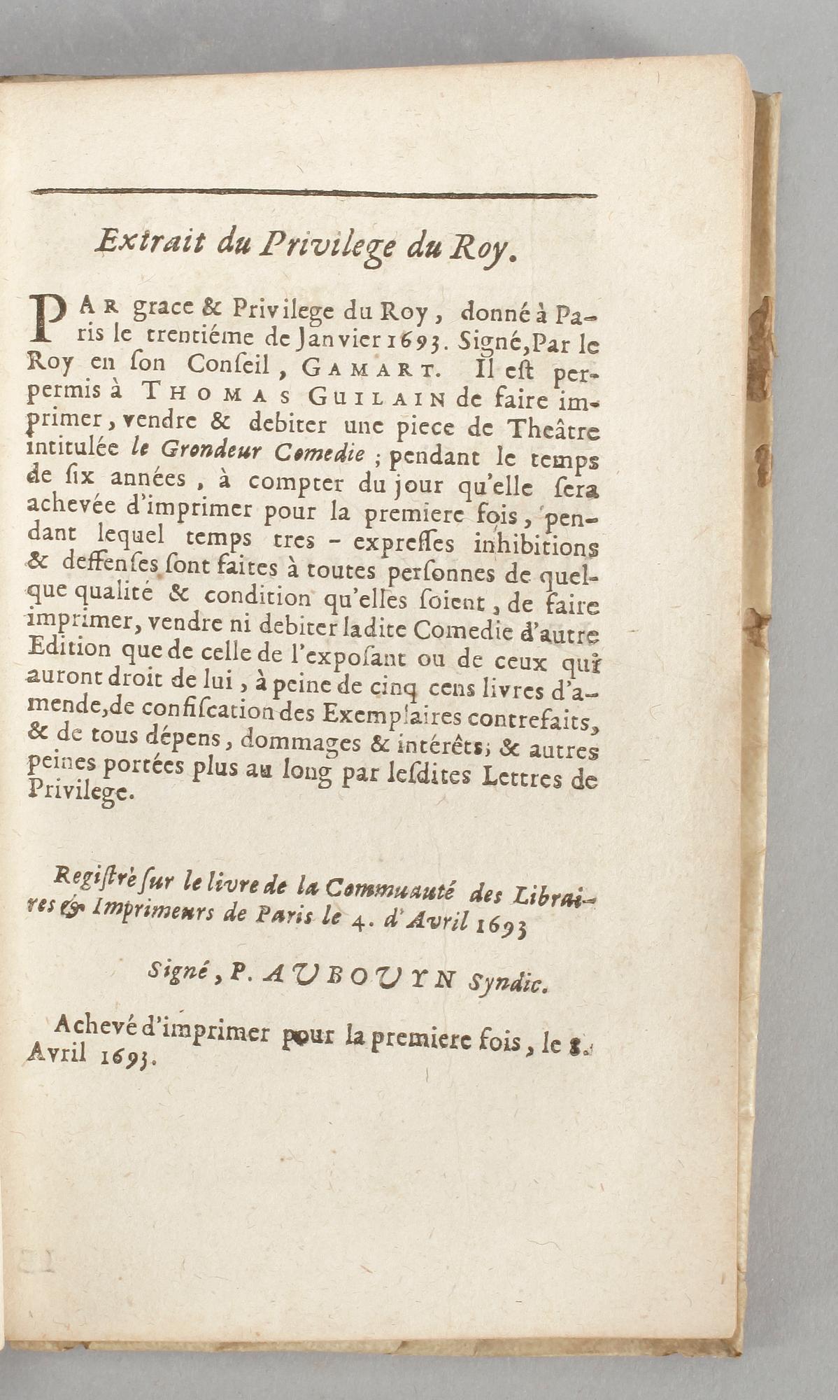 BÖCKER, 2 st, "Le Grondeur, comedie", Paris 1693 resp "Compendiose notizie dei fatti a`armi...Carlo VI..", Utrecht 1751.