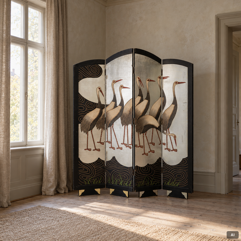 A four-panel folding screen, second half of the 20th Century.