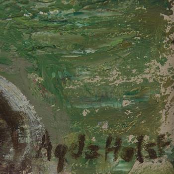 AGDA HOLST, olja på  pannå, signerad.