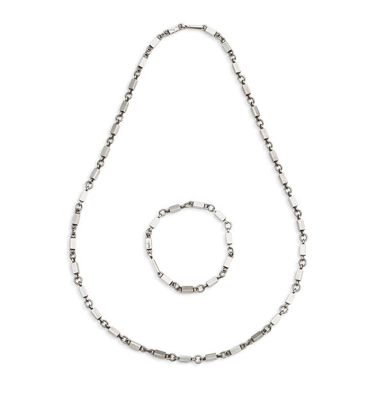 WIWEN NILSSON, collier och armlänk, Lund 1947-1948, sterling.
