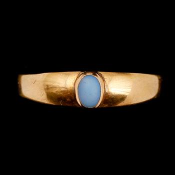 KEDJA, RING SAMT BROSCH, 18 k guld. Vikt  ca 6 g.